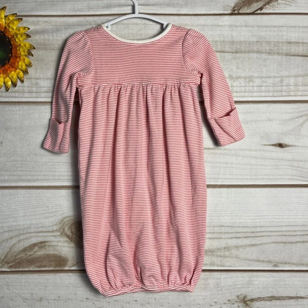Ralph Lauren Baby Girls Pink White‎ Striped Sleep Sack Gown 3M